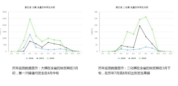 浙江省二化螟監(jiān)測數(shù)據(jù)對比